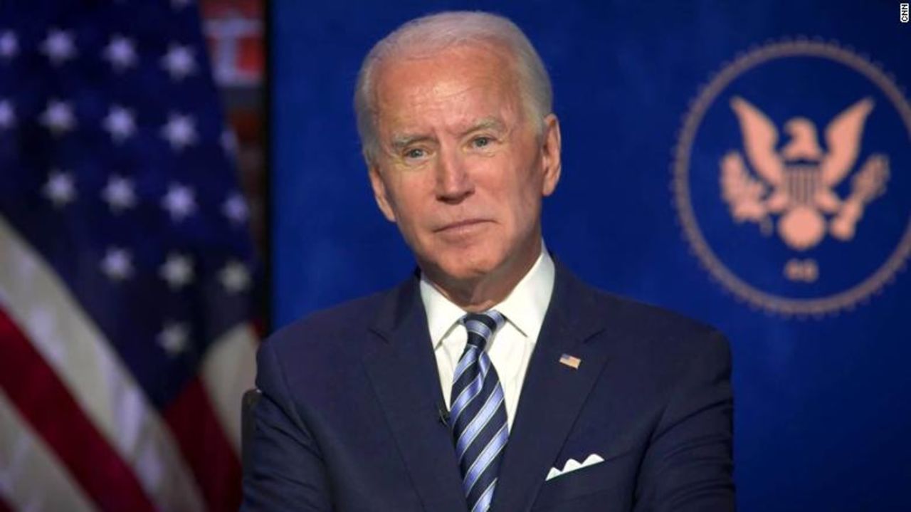 President-elect Joe Biden speaks during an interview with CNN's Jake Tapper on December 3.