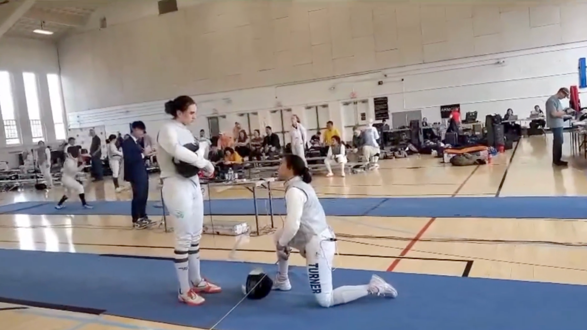 Redmond Sullivan addresses the fencer