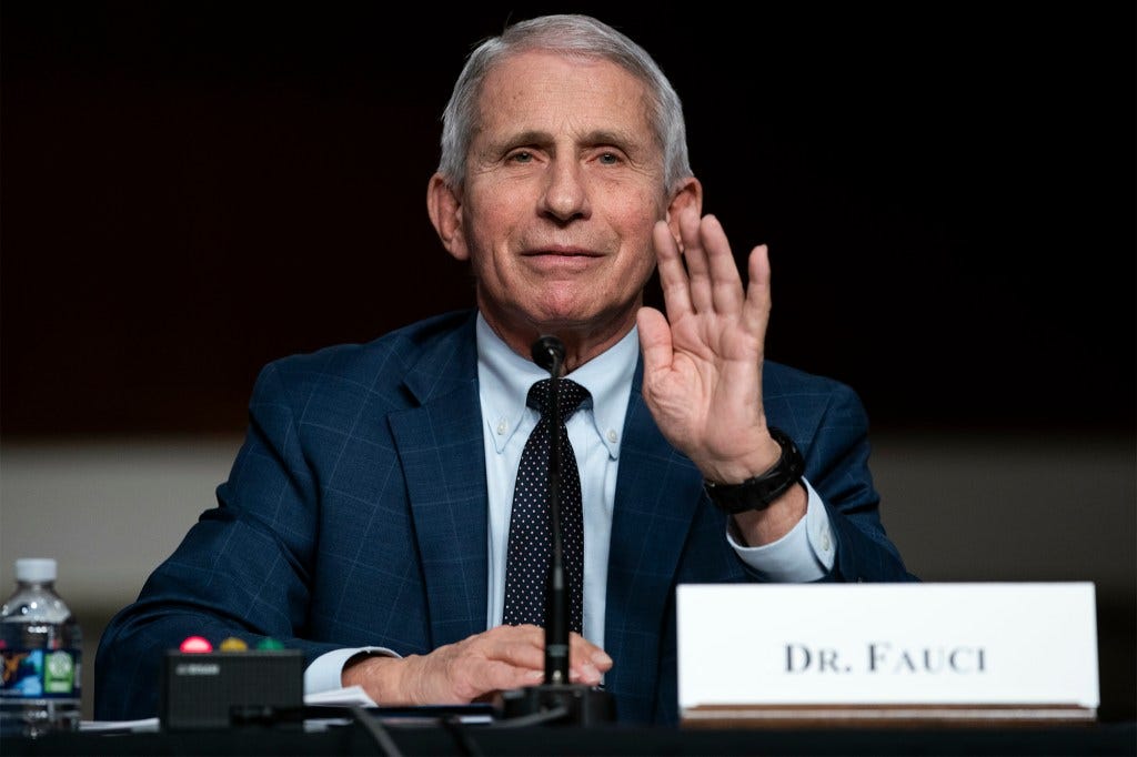 Dr. Anthony Fauci testifying before the US Senate Committee on Health, Education, Labor & Pensions.